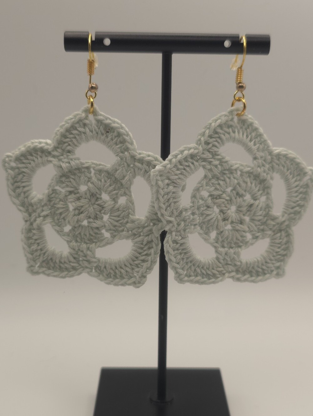Hand Crafted Crochet "Granny Star" Earrings - Picture 2 of 3